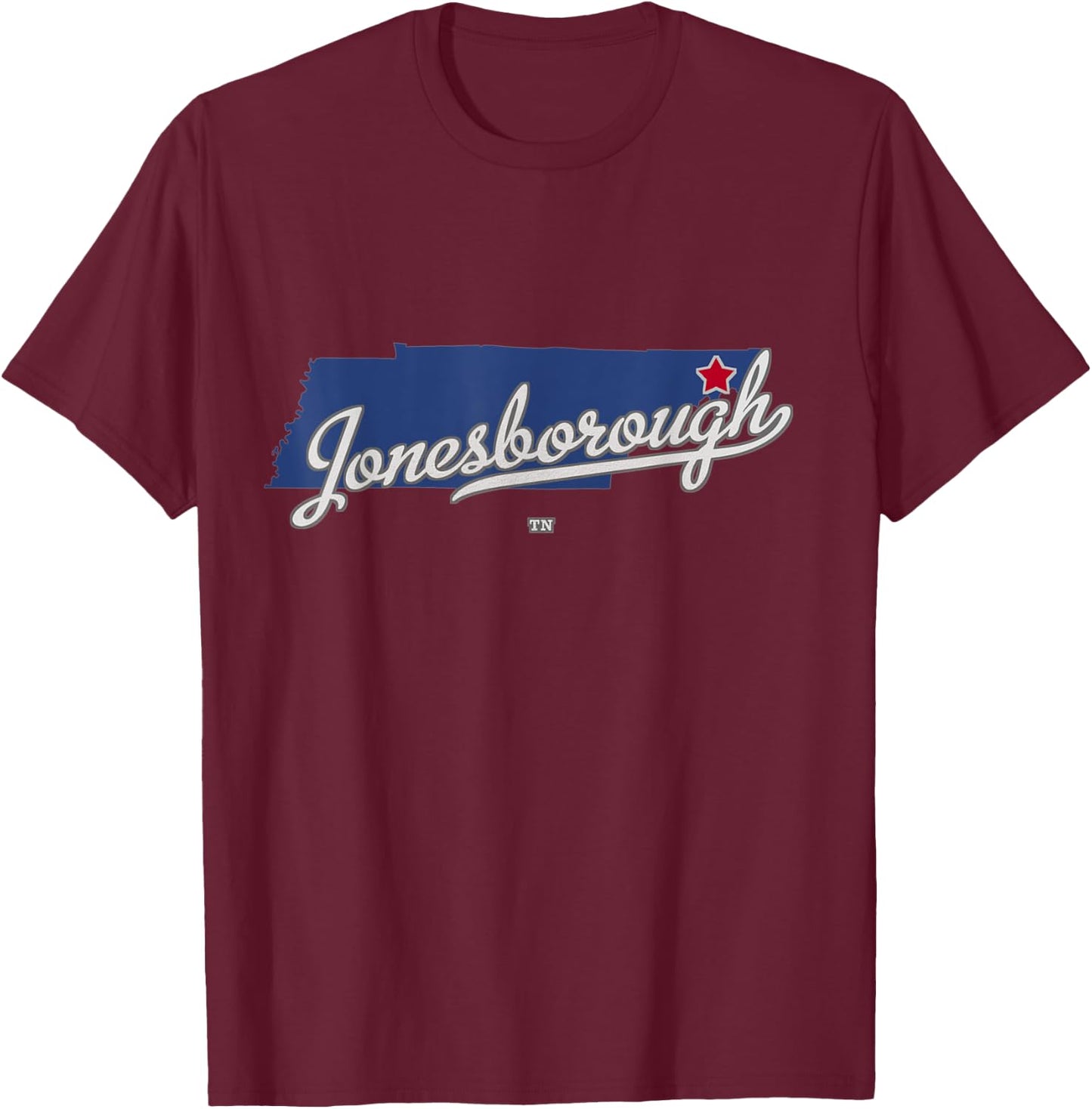 Jonesborough Tennessee TN Map T-Shirt - T-Shirt | Maroon