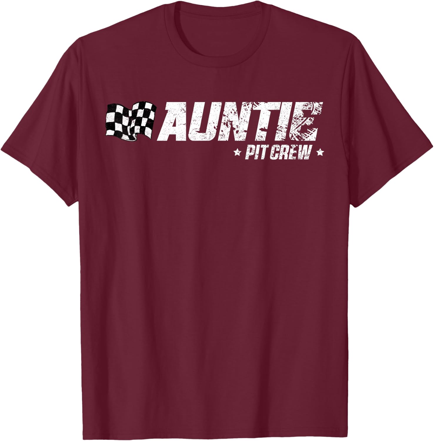 Auntie Pit Crew Race Car Birthday Family Racing T-Shirt - T-Shirt | Maroon