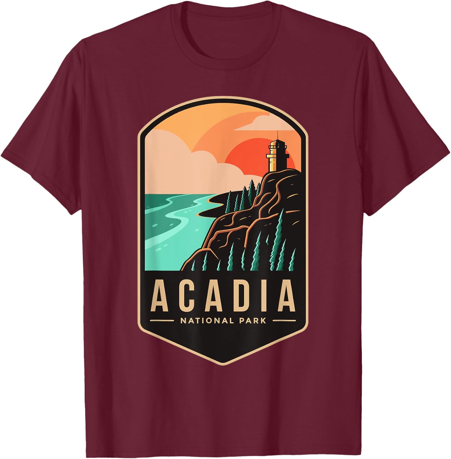 1916 Maine Bar Harbor Acadia National Park T-Shirt - T-Shirt | Maroon
