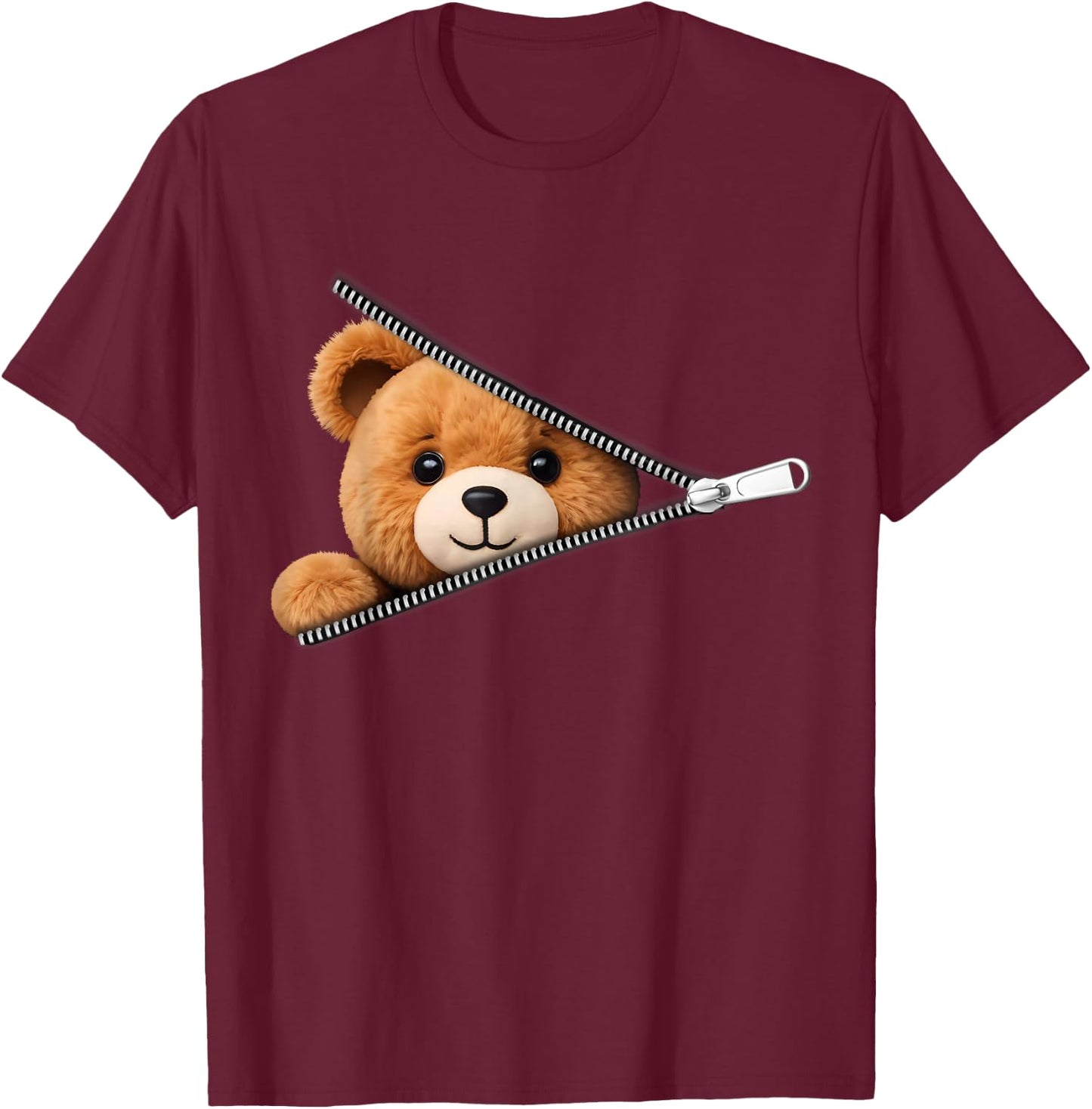 Cute Bear Soft and Charming Child Woman Man , Black, S T-Shirt - T-Shirt | Maroon