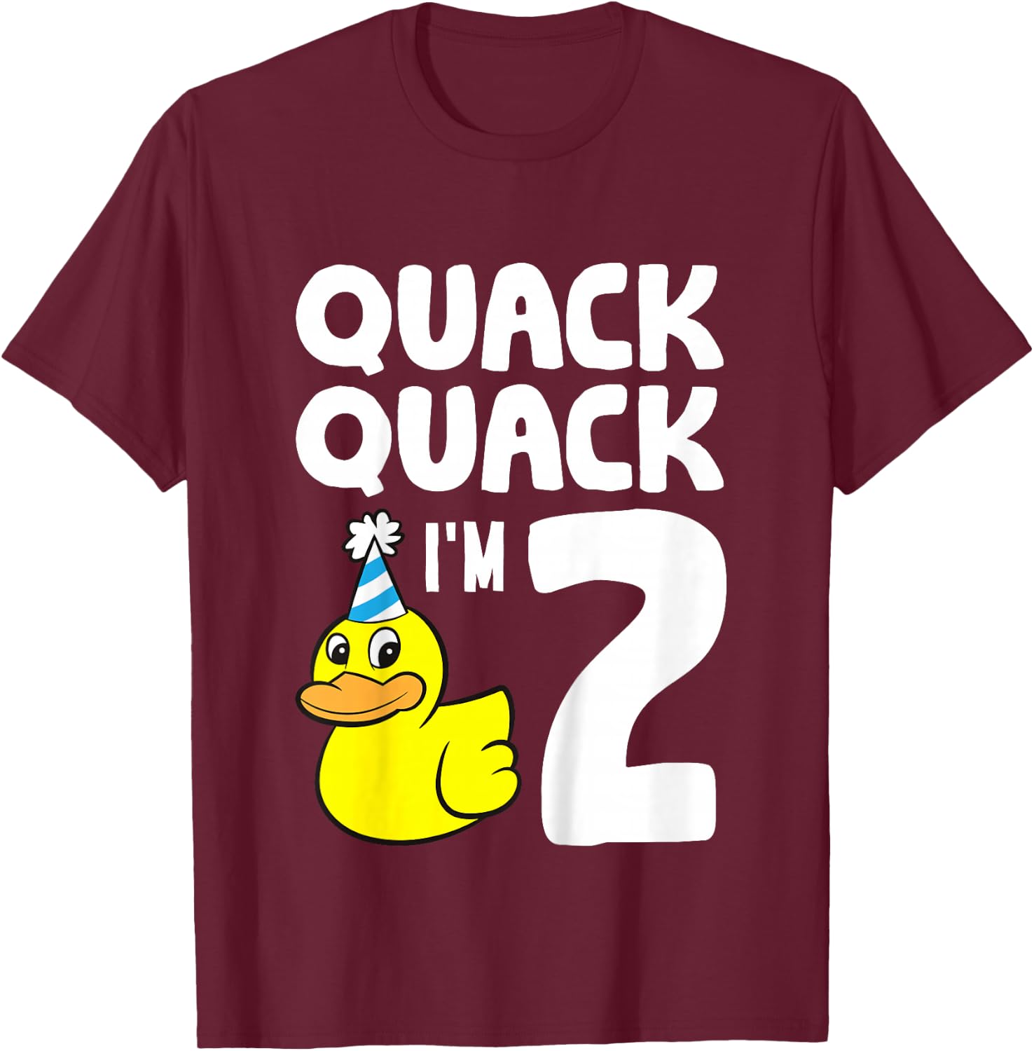 Duck Birthday 2nd Birthday Quack Quack I'm 2 T-Shirt - T-Shirt | Maroon