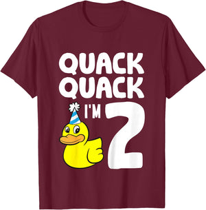 Duck Birthday 2nd Birthday Quack Quack I'm 2 T-Shirt - T-Shirt | Maroon