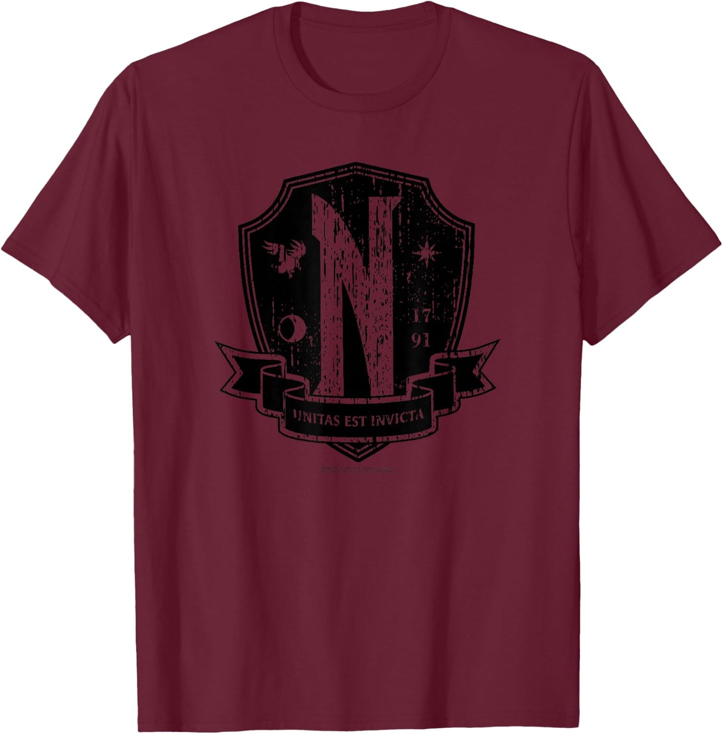 Wednesday Nevermore Academy Emblem , gray T-Shirt - T-Shirt | Maroon