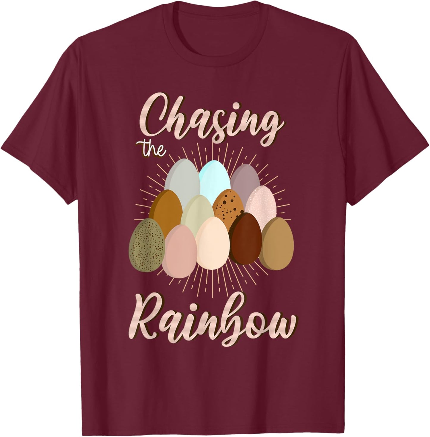 Chasing the Rainbow Chicken Egg T-Shirt - T-Shirt | Maroon