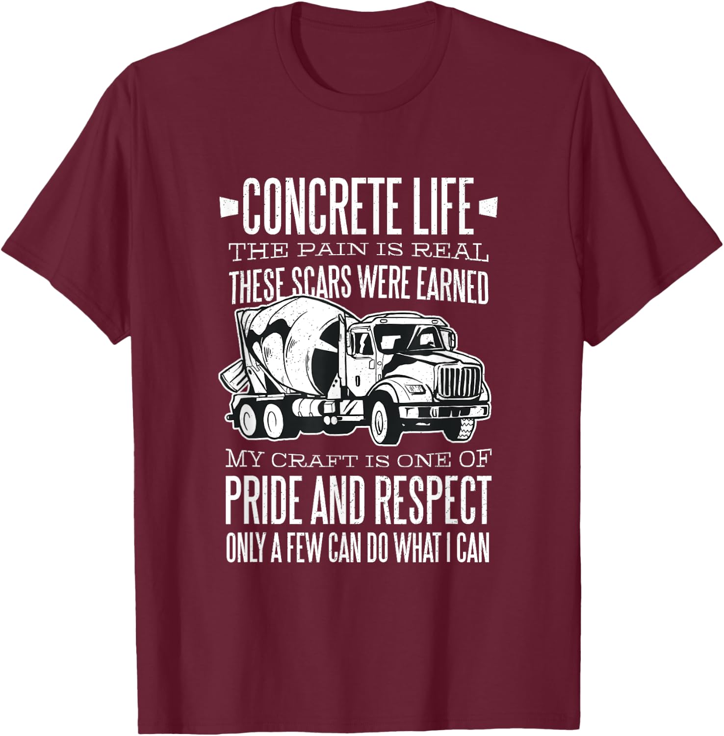 Concrete Mixer Truck T-Shirt - T-Shirt | Maroon