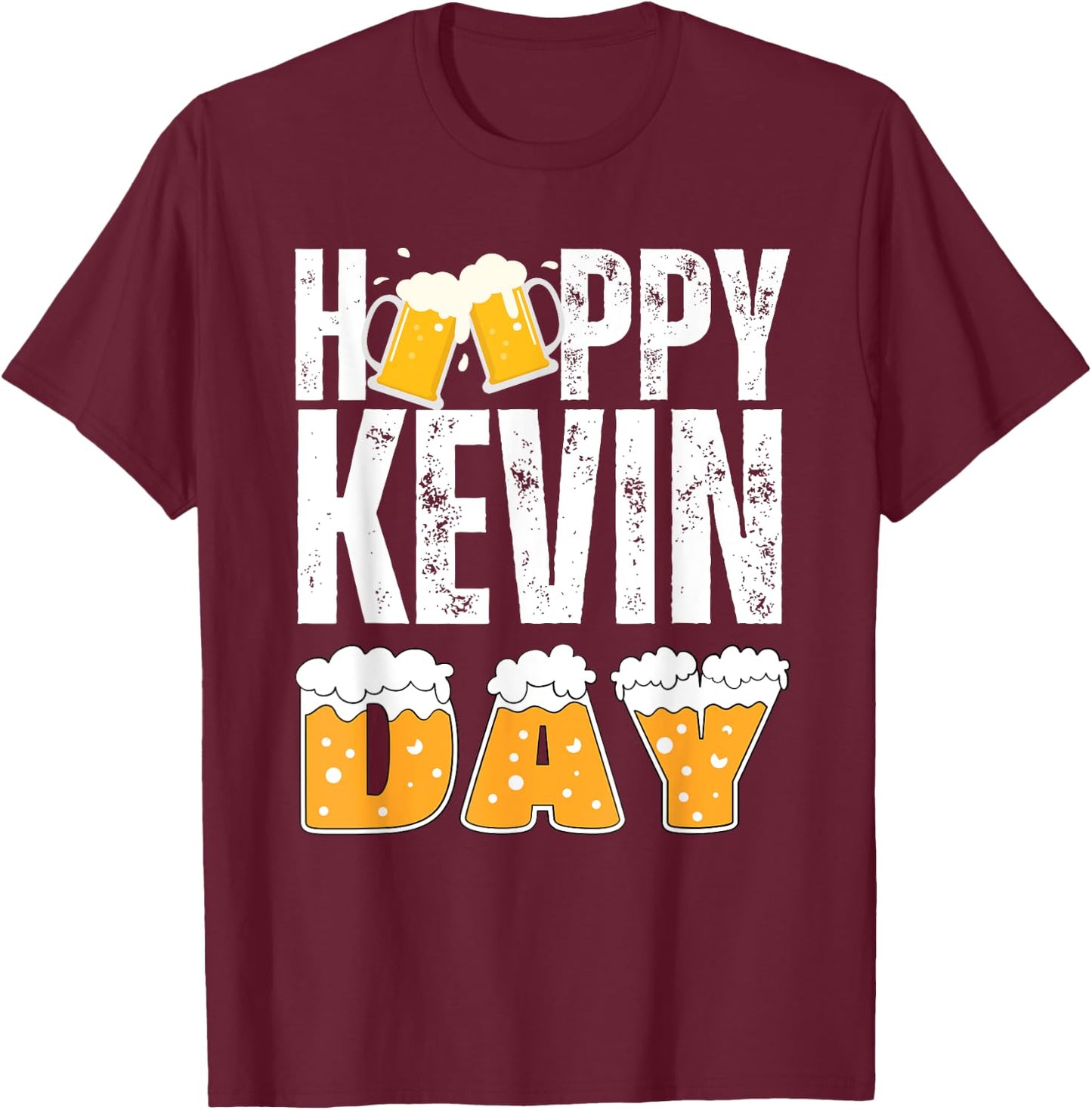 Vintage KEVIN Gifts Name Matching Birthday Party Beer Lover T-Shirt - T-Shirt | Maroon