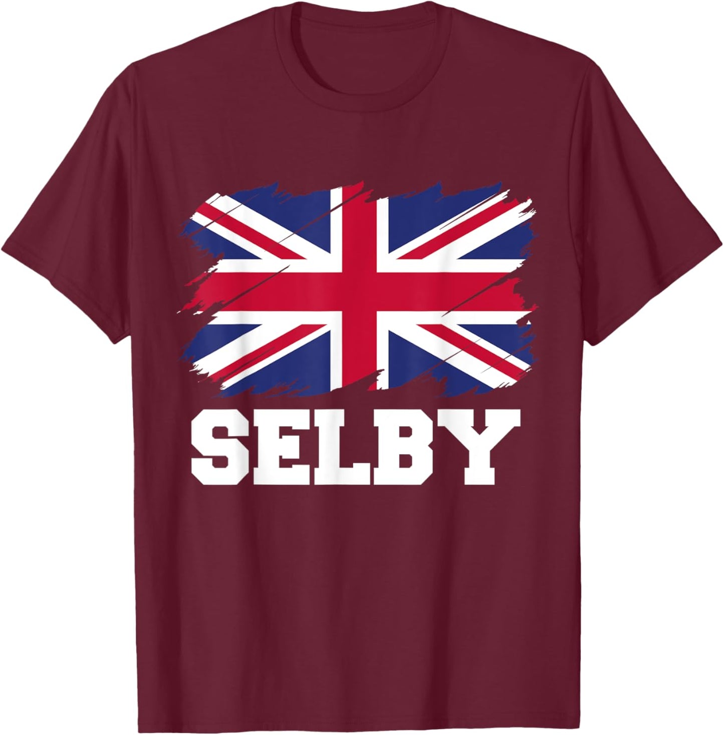 Selby UK, British Flag, Union Flag Selby T-Shirt - T-Shirt | Maroon