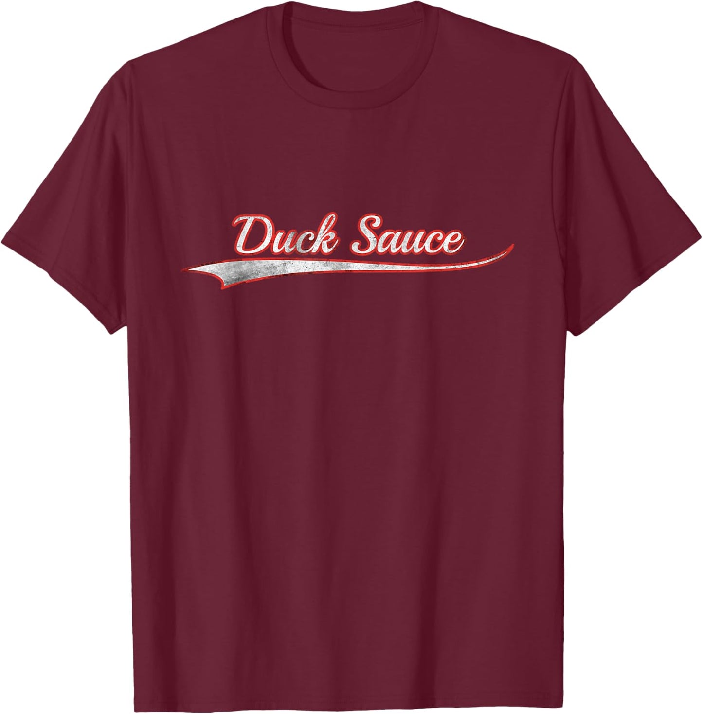 Duck Sauce Vintage Varsity Distressed Throwback Style T-Shirt - T-Shirt | Maroon