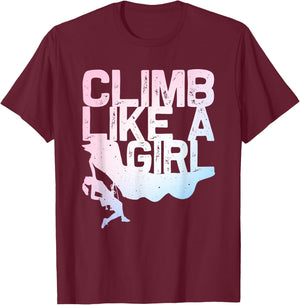 Funny Rock Climbing Design For Girls Women Kids Rock Climber T-Shirt - T-Shirt | Maroon