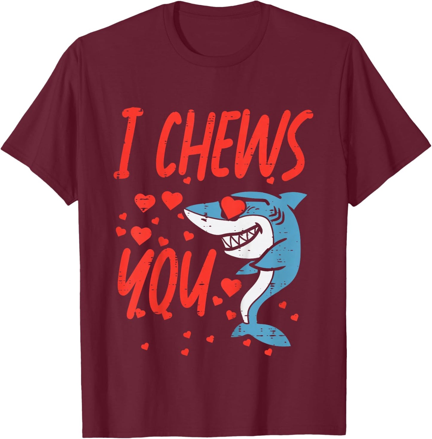Kids I Chews You Shark Kids Valentines Day Toddler Baby Boys T-Shirt - T-Shirt | Maroon