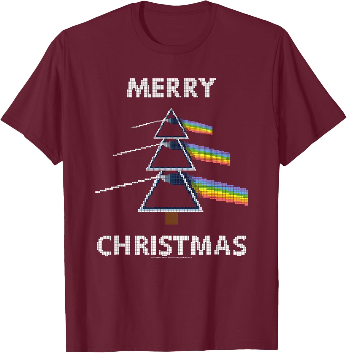 Pink Floyd The Dark Side of the Moon Prism Christmas Tree , black T-Shirt - T-Shirt | Maroon