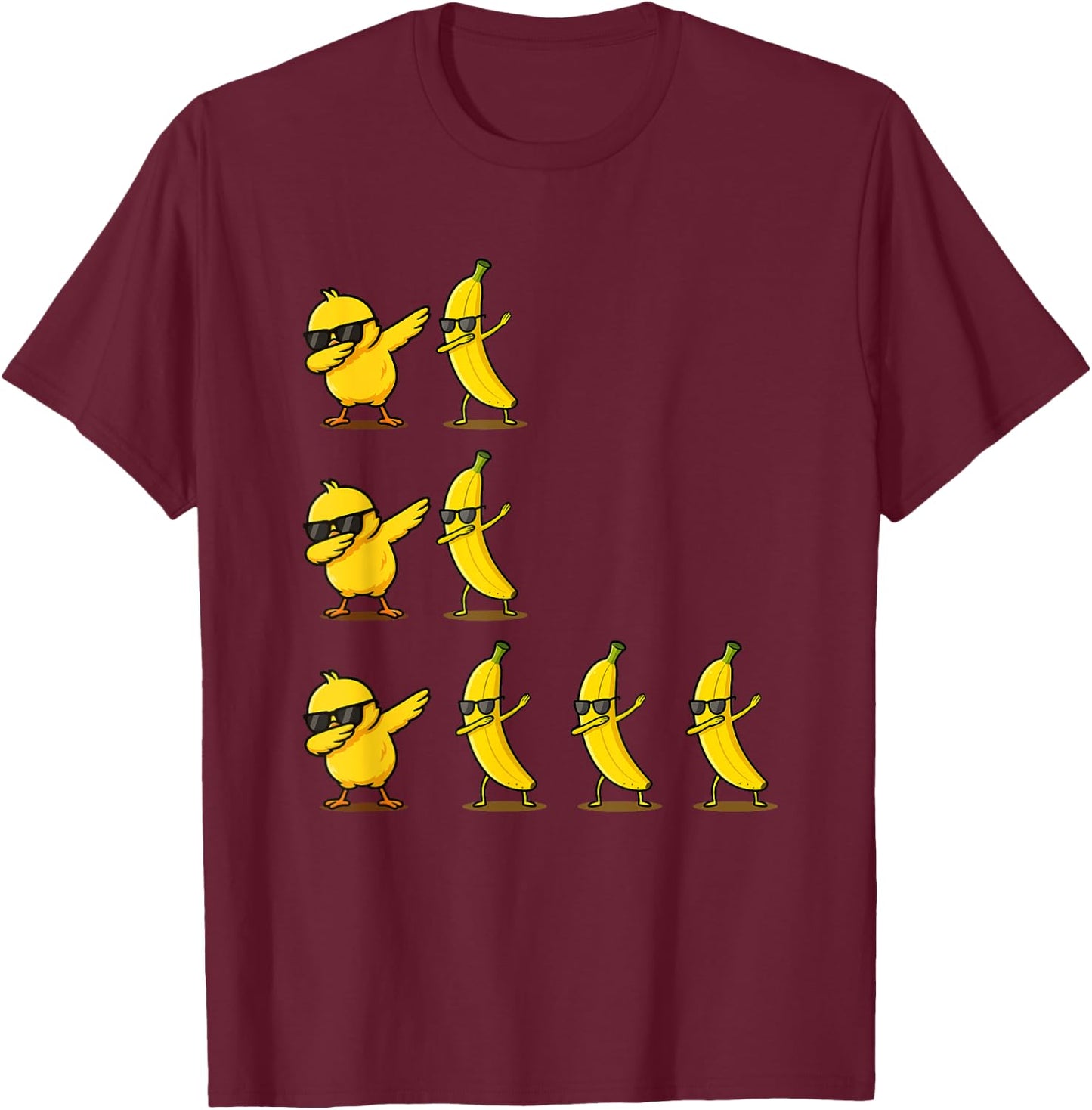 Chicken Banana Funny Women Teens Kids T-Shirt - T-Shirt | Maroon