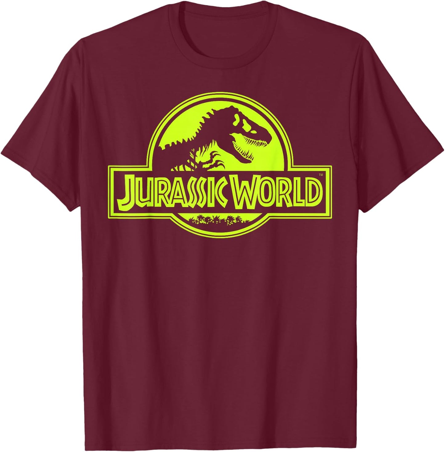 Jurassic World Neon Green Classic Logo T-Shirt - T-Shirt | Maroon