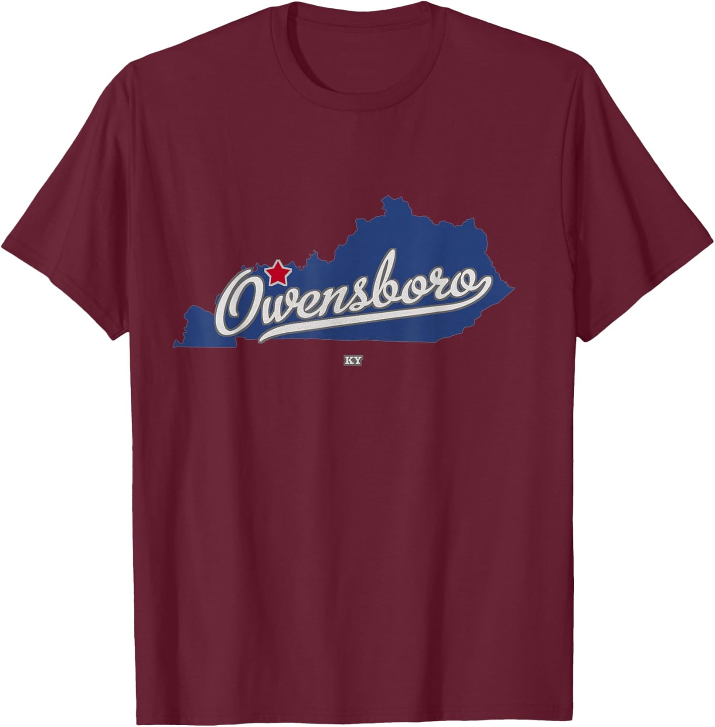 Owensboro Kentucky KY Map T-Shirt - T-Shirt | Maroon