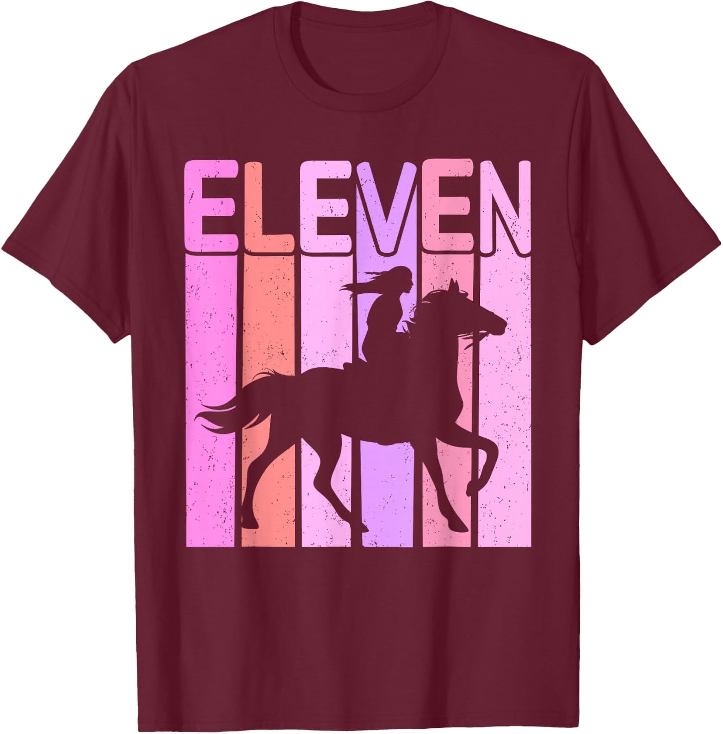 Horse Girl 11th Birthday Horseback Riding 11 Year Old T-Shirt - T-Shirt | Maroon
