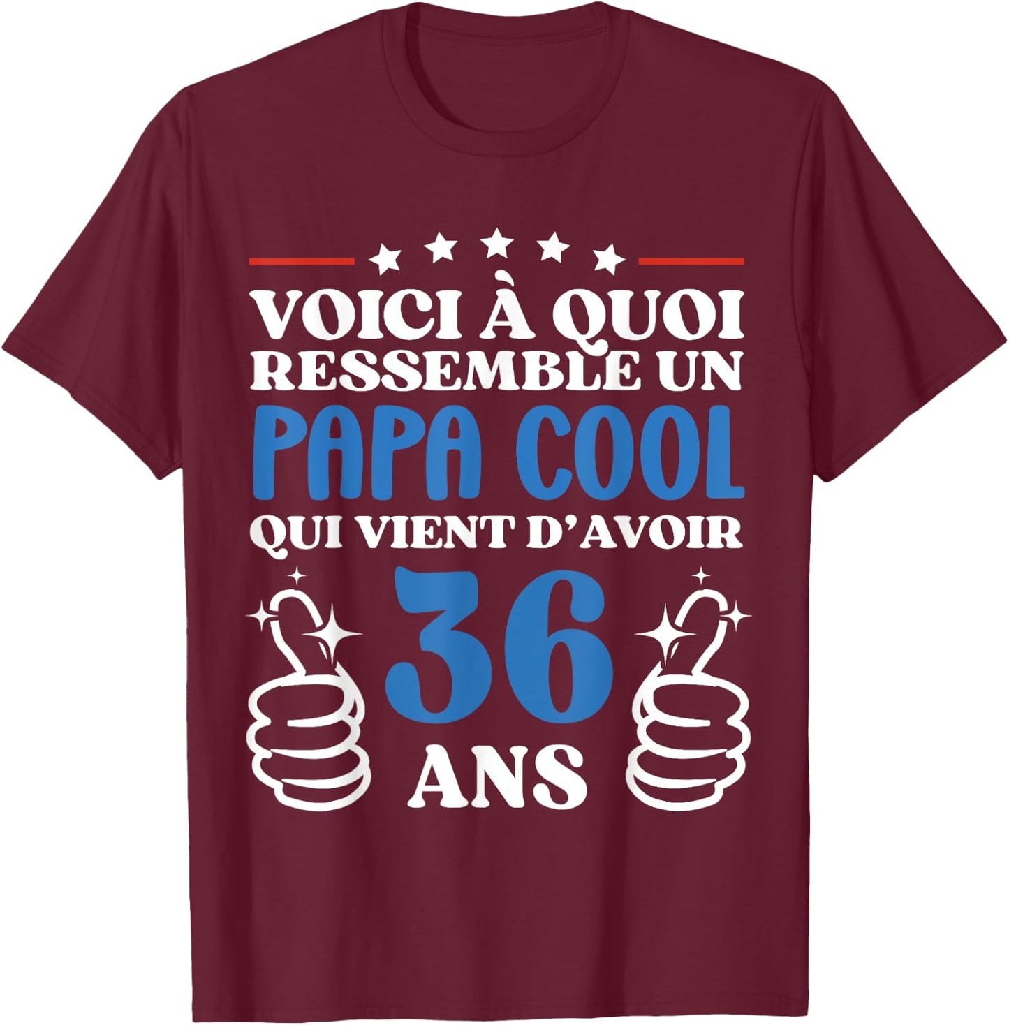 36 Years Funny Birthday Dad Cool Gift, Black, S T-Shirt - T-Shirt | Maroon
