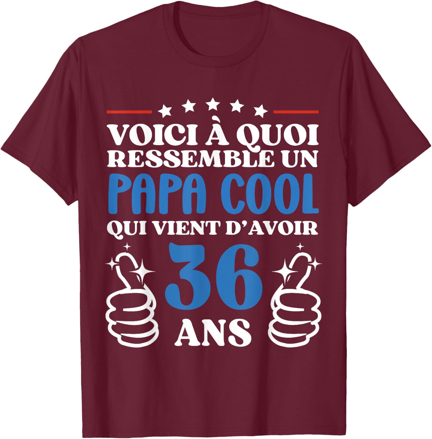 36 Years Funny Birthday Dad Cool Gift, Black, S T-Shirt - T-Shirt | Maroon