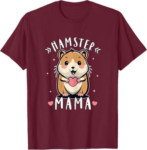 Hamster Mama Cute Hamster Design , black T-Shirt - T-Shirt | Maroon