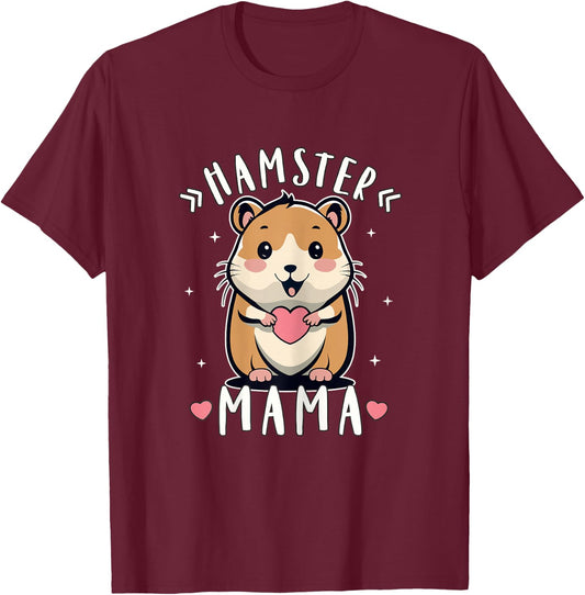 Hamster Mama Cute Hamster Design , black T-Shirt - T-Shirt | Maroon