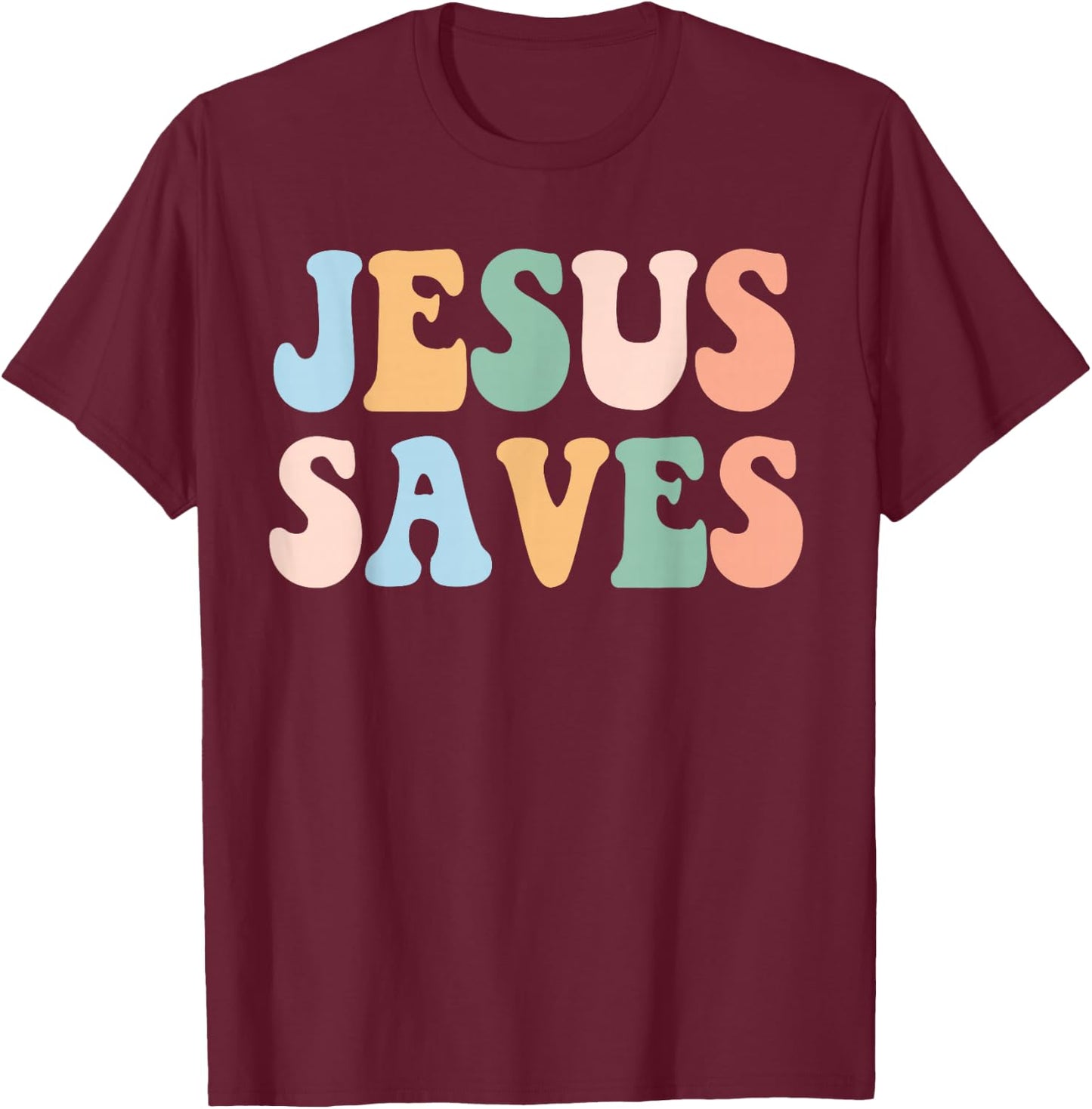 Jesus Saves Christian Retro Vintage T-Shirt - T-Shirt | Maroon