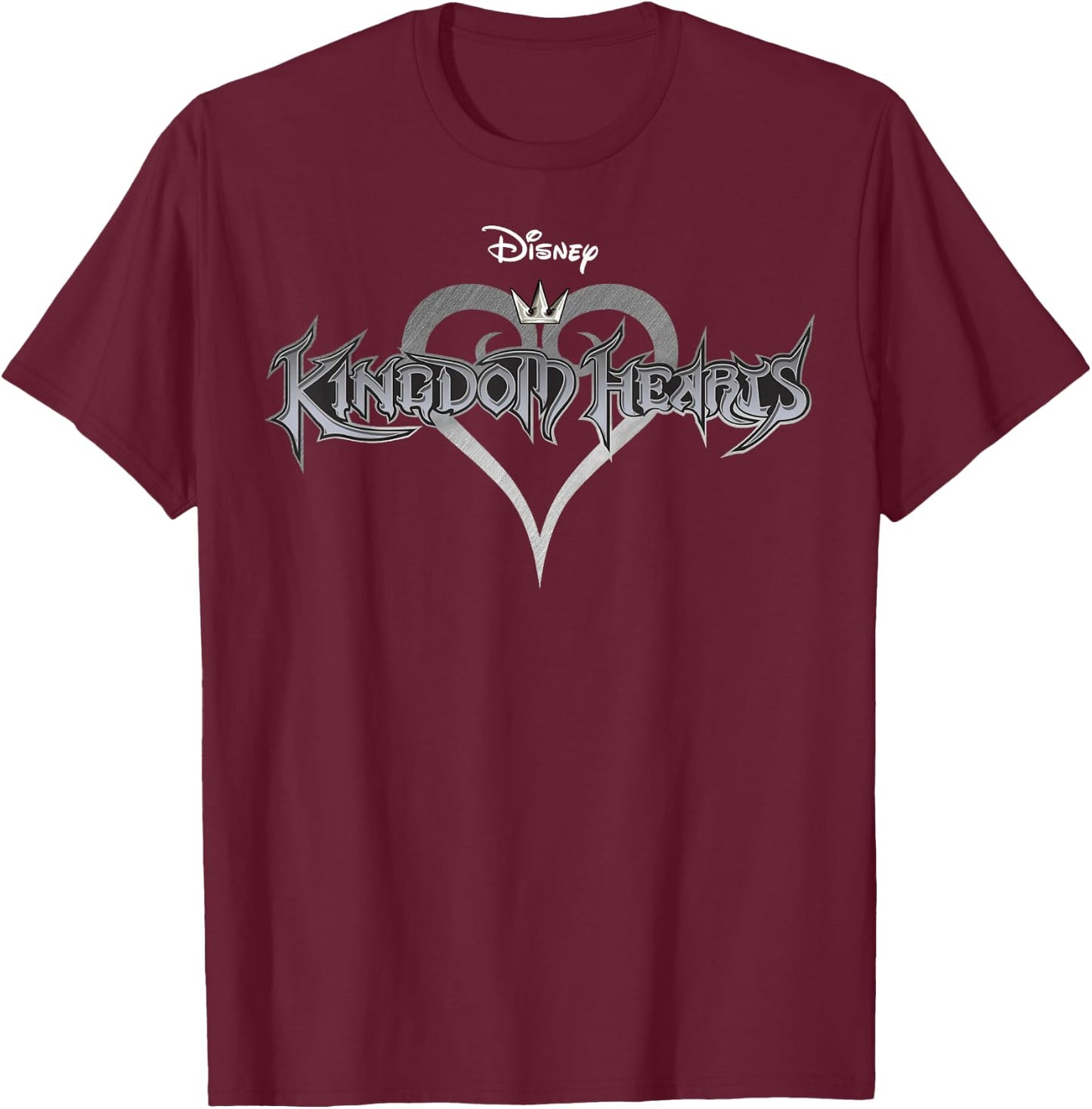 Disney Kingdom Hearts Silver Logo T-Shirt - T-Shirt | Maroon