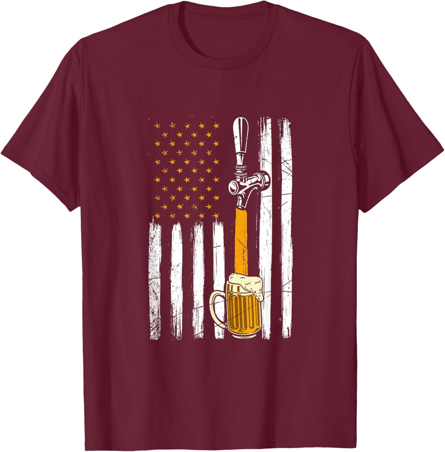 American Beer Brewer Drinking Craft Beer T-Shirt - T-Shirt | Maroon