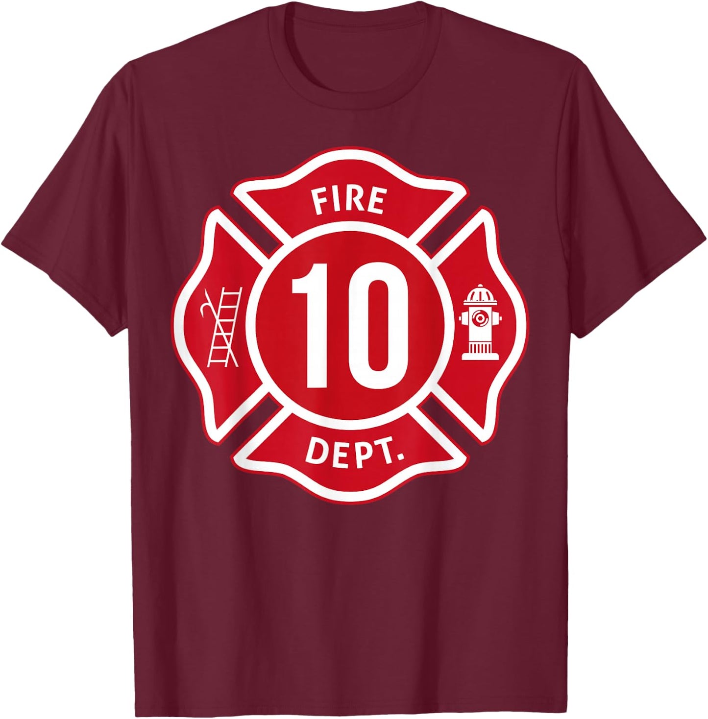 Kids Fire Truck 10th Birthday Boy Firefighter 10 Year Old T-Shirt - T-Shirt | Maroon