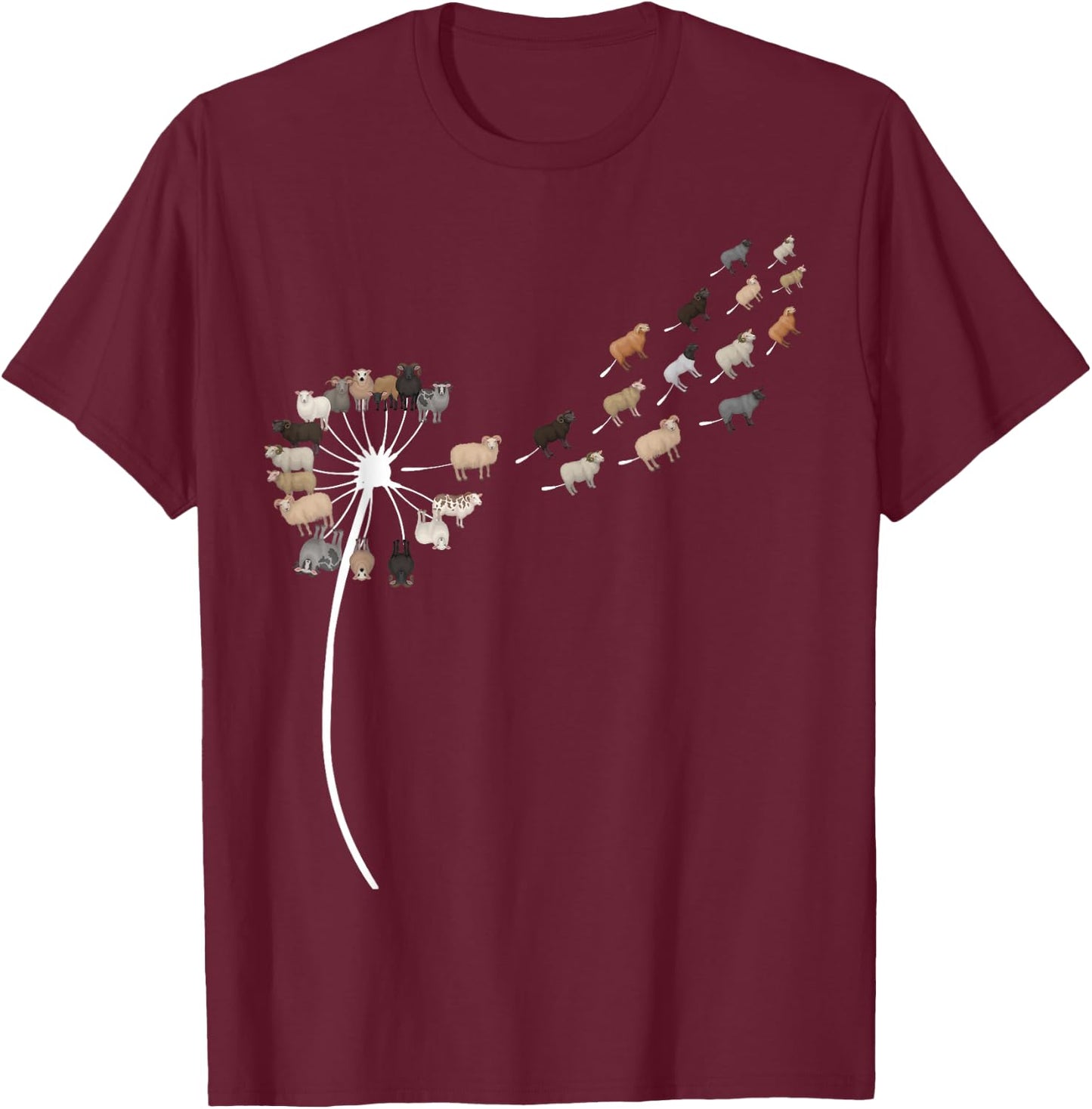 Dandelion Sheep Stuff for Sheep Lover | Sheep T-Shirt - T-Shirt | Maroon
