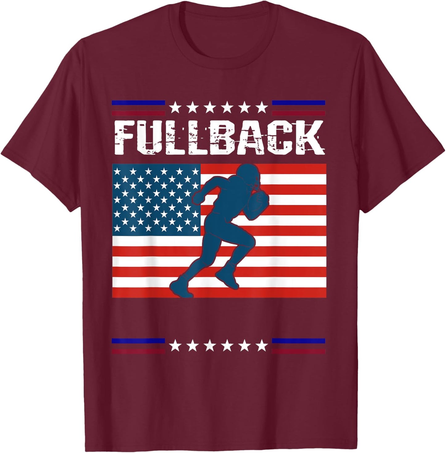Fullback Football American Flag Patriot T-Shirt - T-Shirt | Maroon