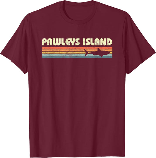 Pawleys Island South Carolina Vintage Shark Souvenir T-Shirt - T-Shirt | Maroon