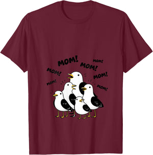 Women's Funny Mom Seagull Tired Mama Cute Mother's Day for Mom V-Neck T-Shirt - T-Shirt | Maroon