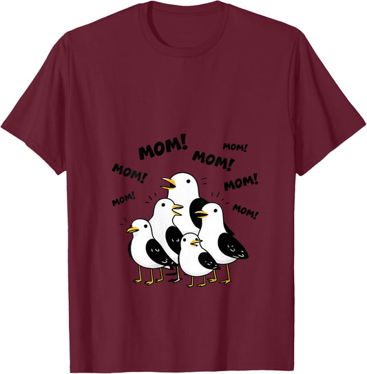 Women's Funny Mom Seagull Tired Mama Cute Mother's Day for Mom V-Neck T-Shirt - T-Shirt | Maroon