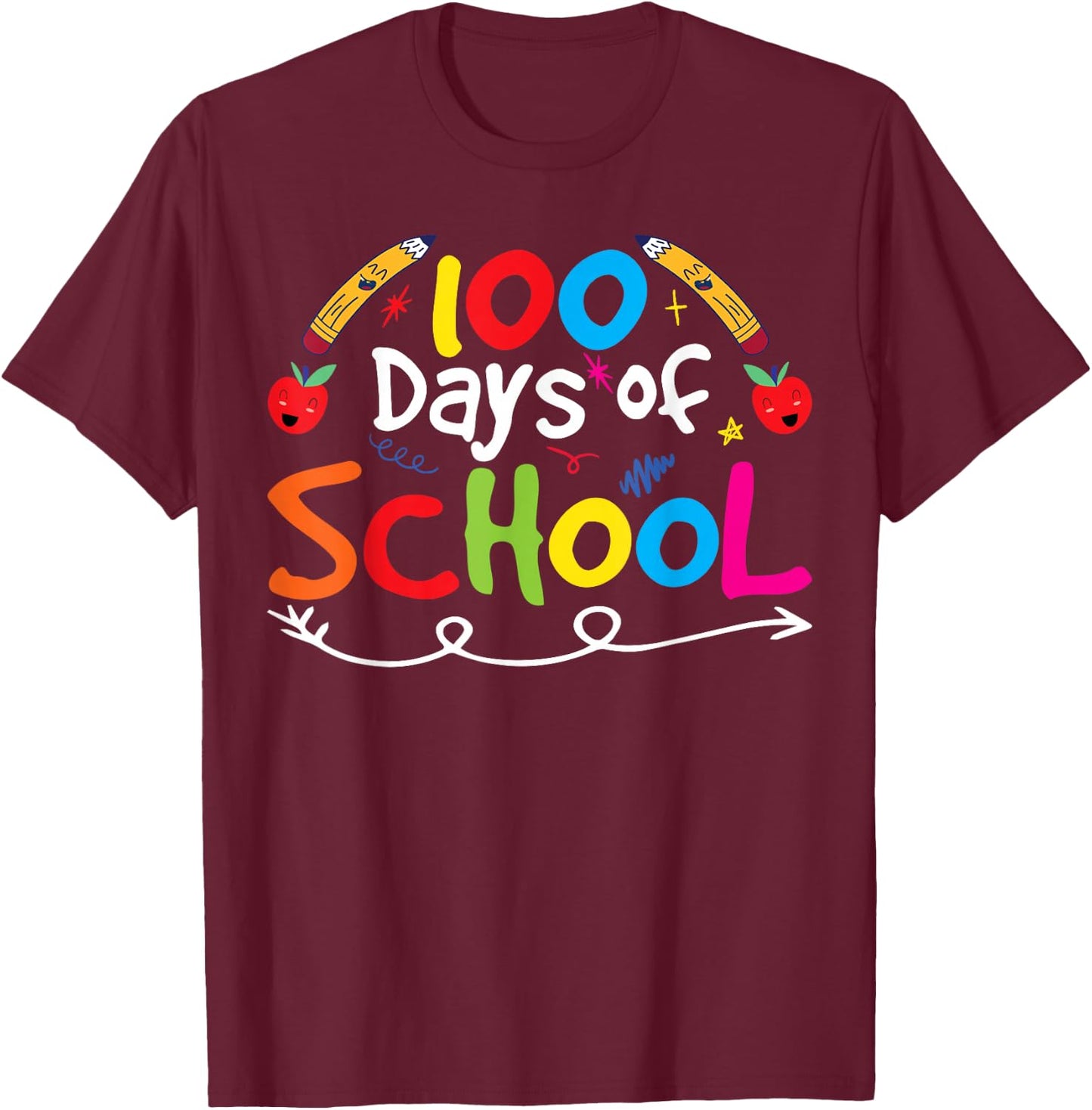 100 Days School Team Cute Sayings , black T-Shirt - T-Shirt | Maroon