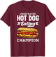 Undefeated Hot Dog Eating Champion Fun T-Shirt - T-Shirt | Maroon