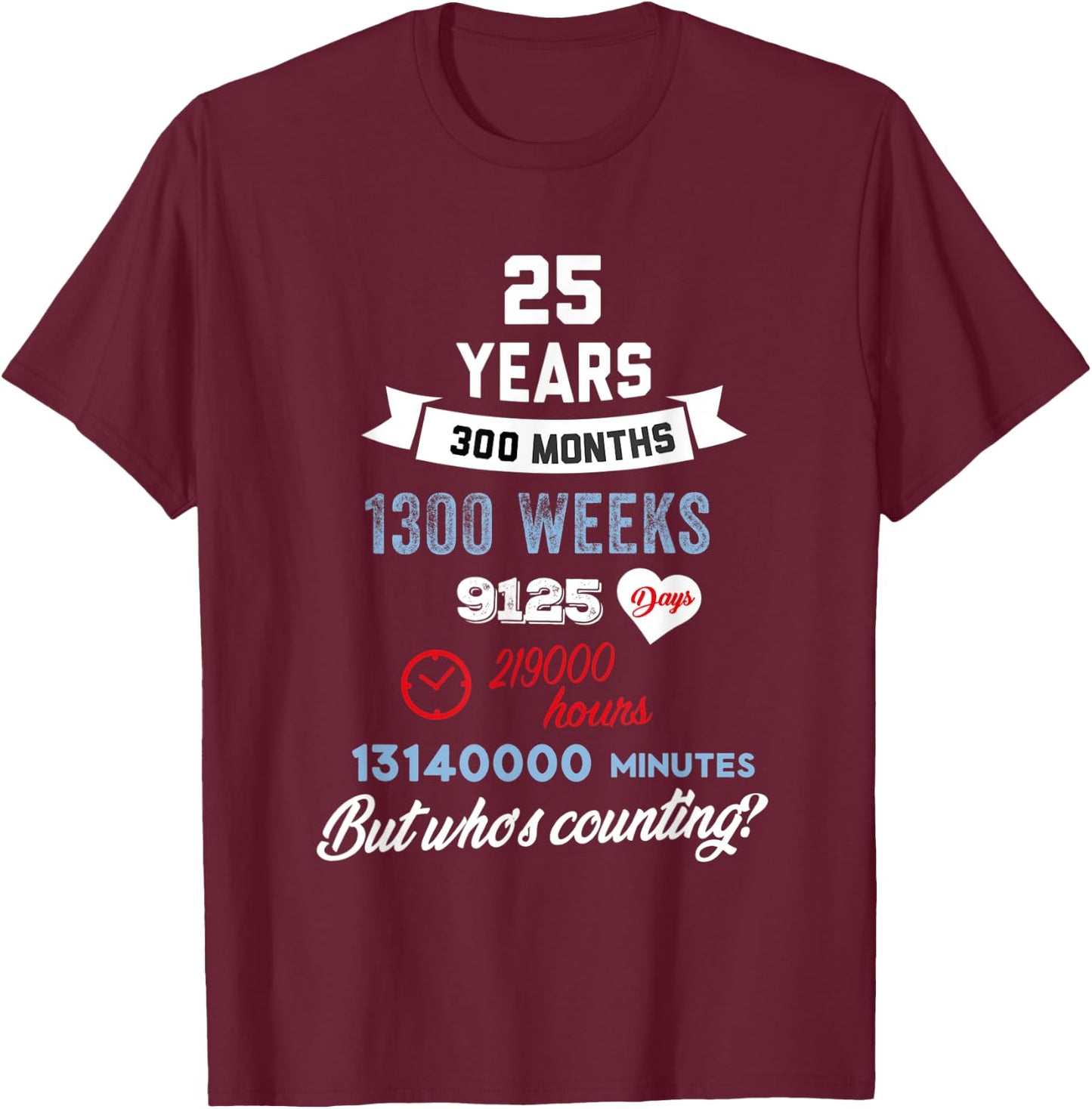 25 Years Old But Who Is Counting Funny Birthday T-Shirt - T-Shirt | Maroon
