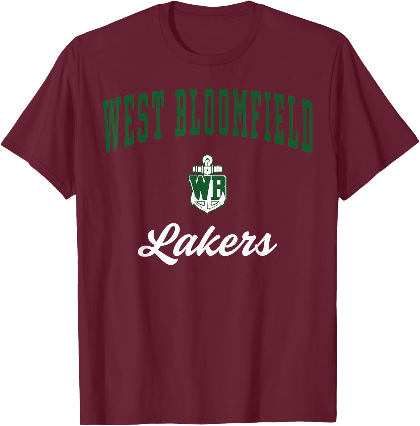 West Bloomfield High School Lakers T-Shirt - T-Shirt | Maroon