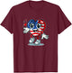 Cœur Mignon Avec Drapeau Américain / Love Usa Cartoon Design T-Shirt - T-Shirt | Maroon