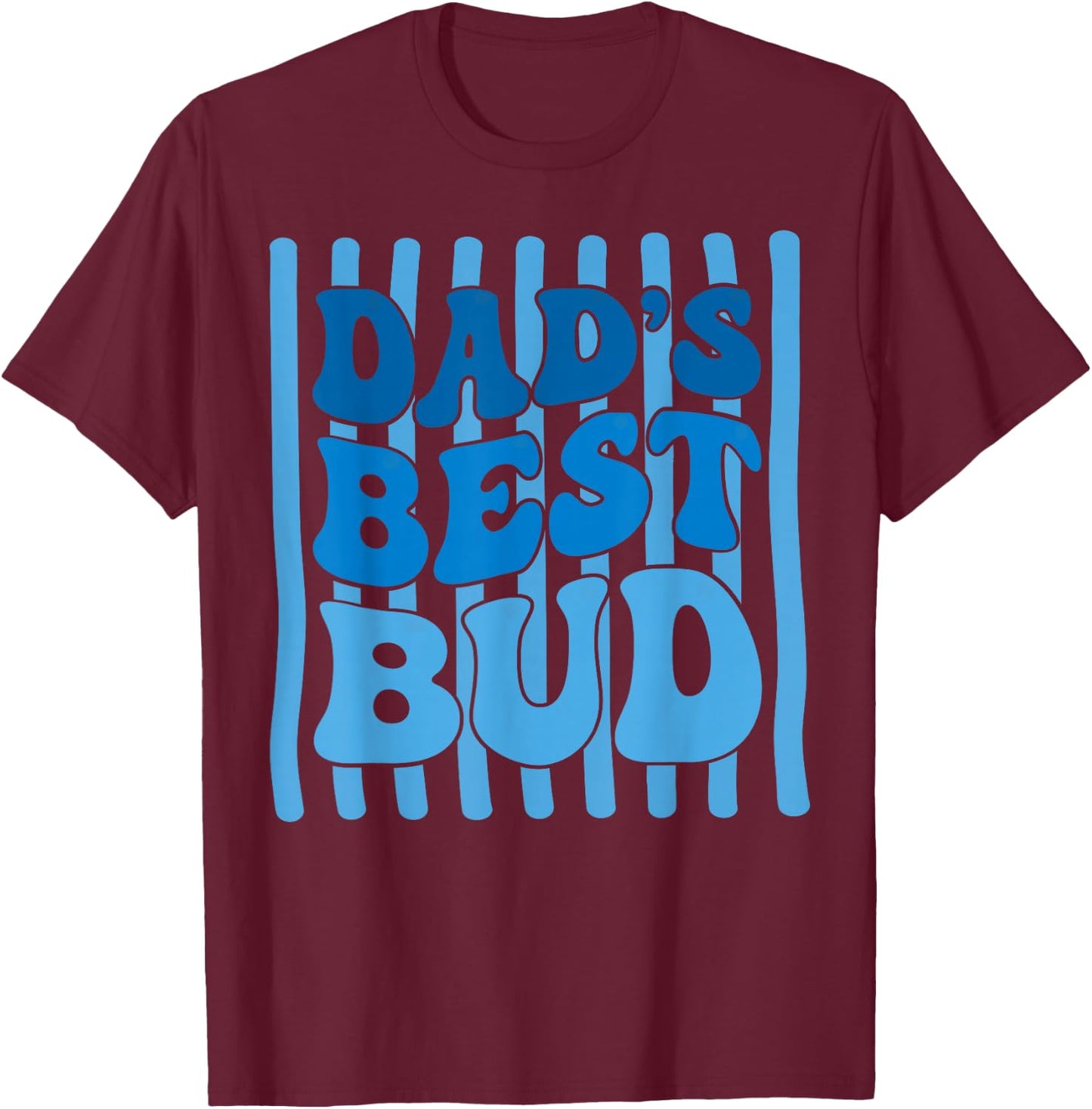 Striped Dad's Best Bud Boys Youth Kids Father's Day T-Shirt - T-Shirt | Maroon