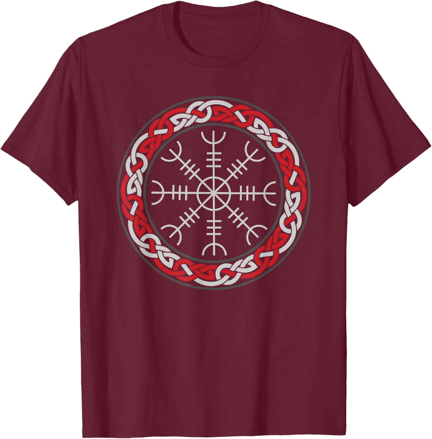 Celtic Knots - Helm of Awe - Aegishjalmur - Norse Mythology T-Shirt - T-Shirt | Maroon