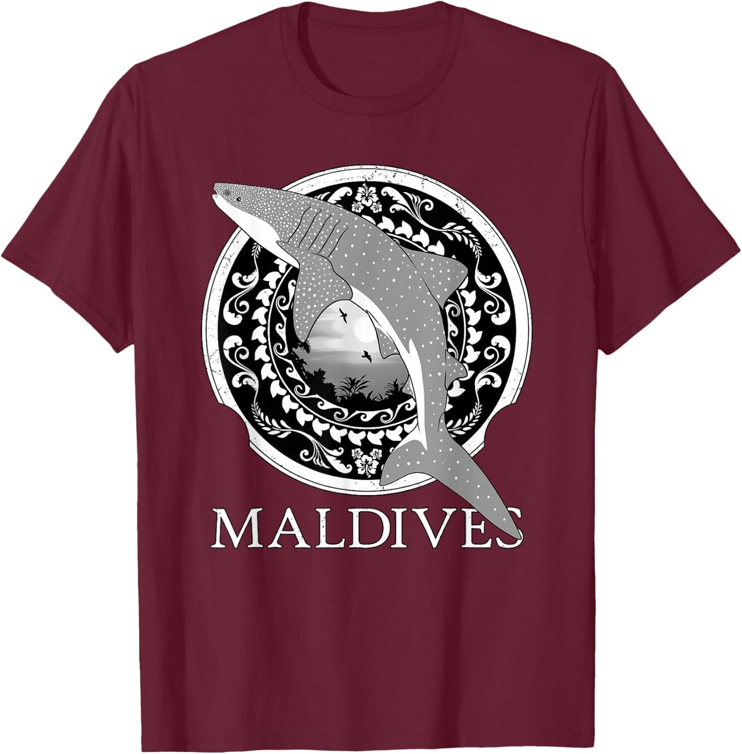 Walhai Republik der Malediven T-Shirt - T-Shirt | Maroon