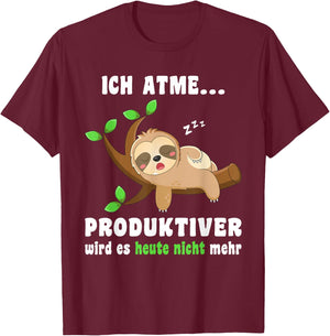 Sloth Sleep Shirt Ich atme Produktiver Funny Sloth , black T-Shirt - T-Shirt | Maroon