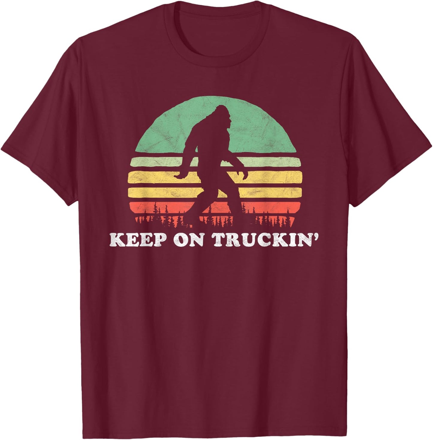 Groovy Sixties Bigfoot Keep On Truckin' Retro 60s T-Shirt - T-Shirt | Maroon