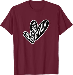Cute Zebra Pattern Heart Love Women Girls T-Shirt - T-Shirt | Maroon