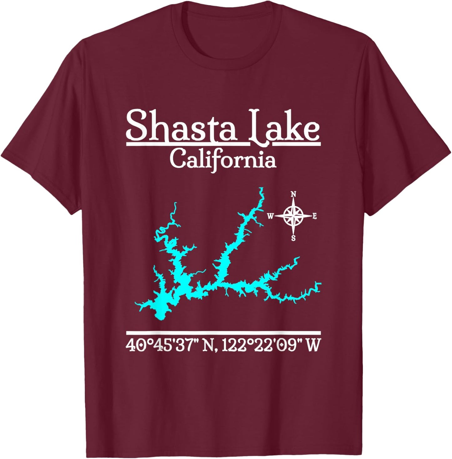 Shasta Lake - California T-Shirt - T-Shirt | Maroon
