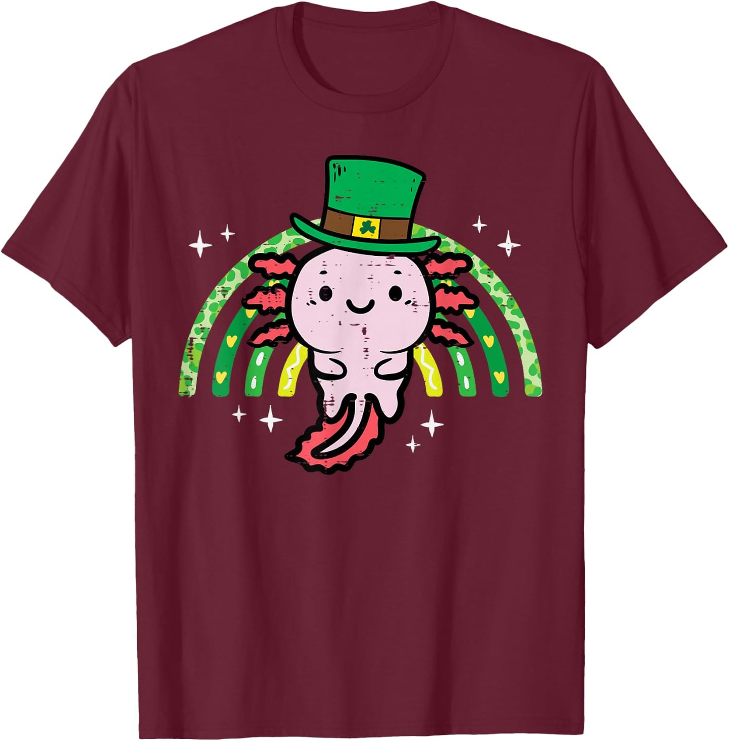 St Patricks Day Axolotl Saint Pattys Paddys Women Kids Men T-Shirt - T-Shirt | Maroon