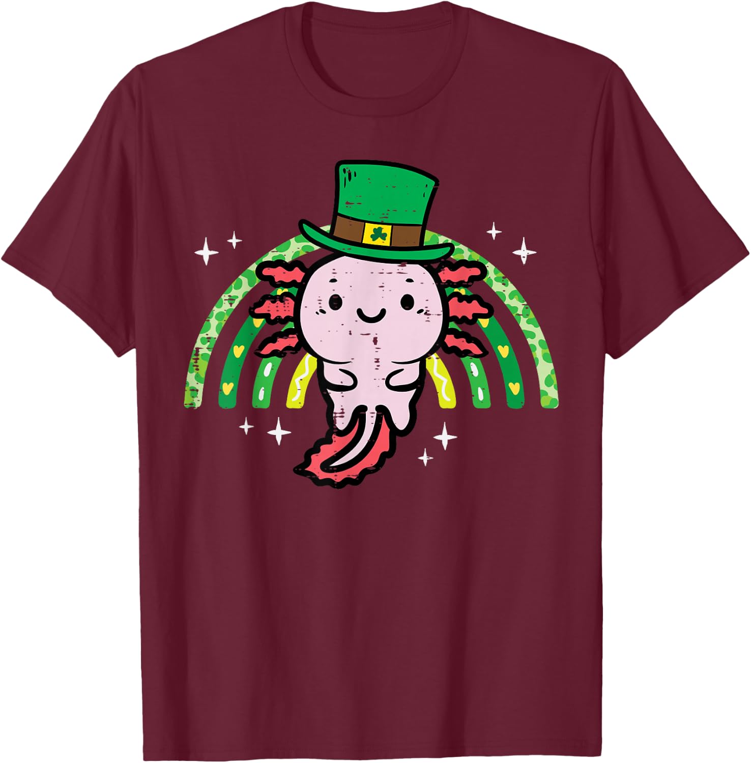 St Patricks Day Axolotl Saint Pattys Paddys Women Kids Men T-Shirt - T-Shirt | Maroon