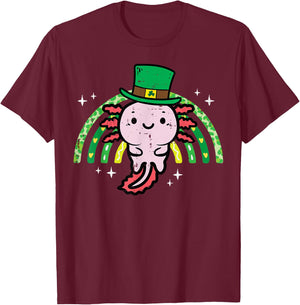 St Patricks Day Axolotl Saint Pattys Paddys Women Kids Men T-Shirt - T-Shirt | Maroon