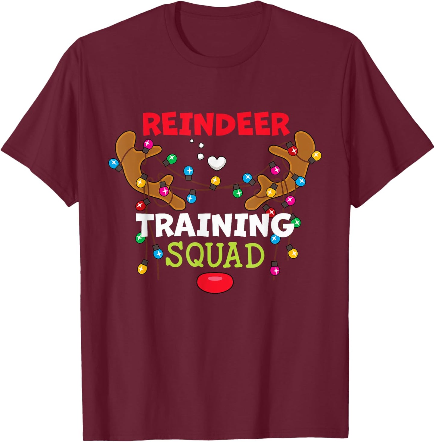 Christmas Running Reindeer Training Squad Funny Runner Team T-Shirt - T-Shirt | Maroon