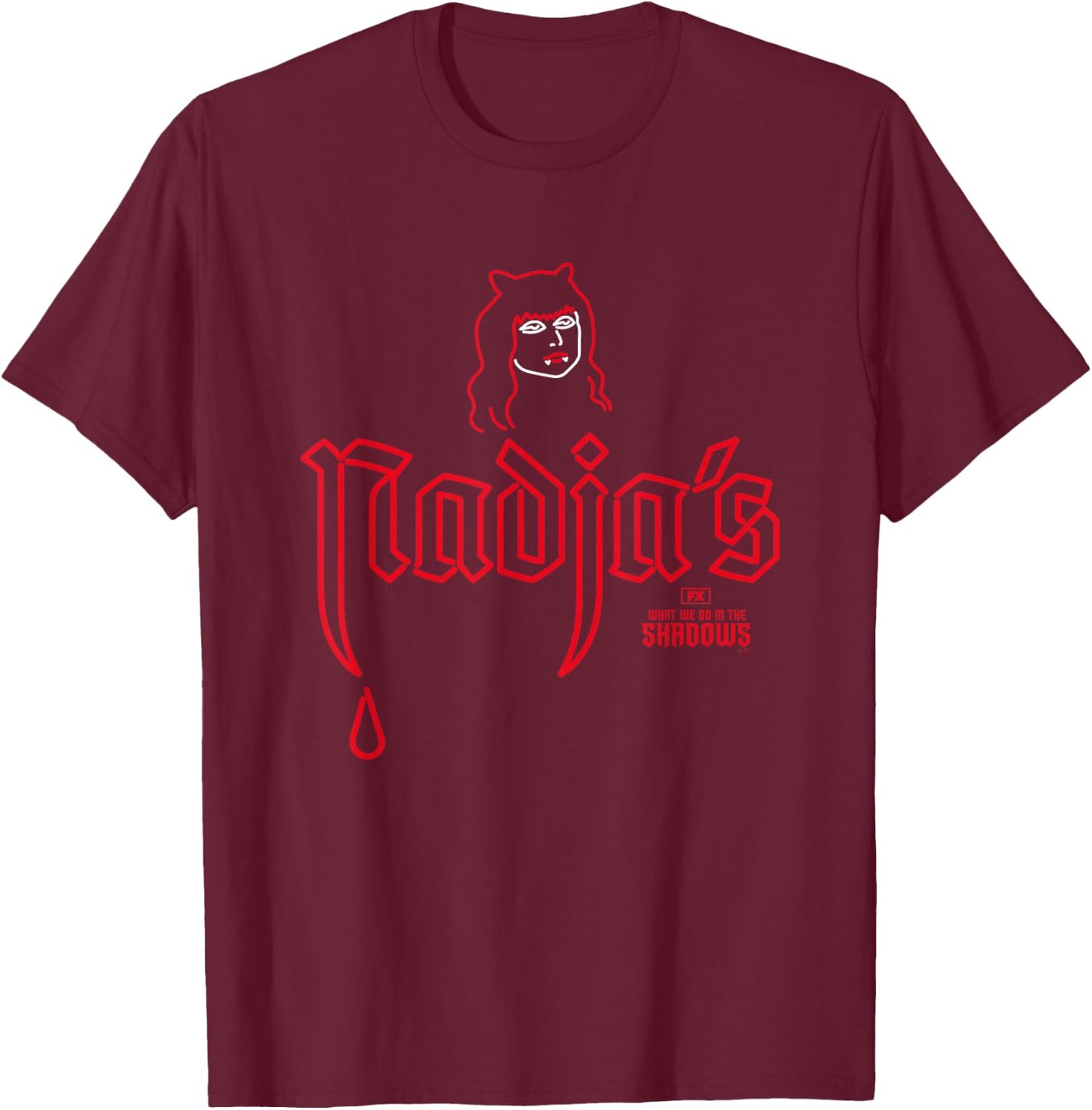 What We Do In The Shadows Iconic Nadja's Nightclub Big Logo , black T-Shirt - T-Shirt | Maroon