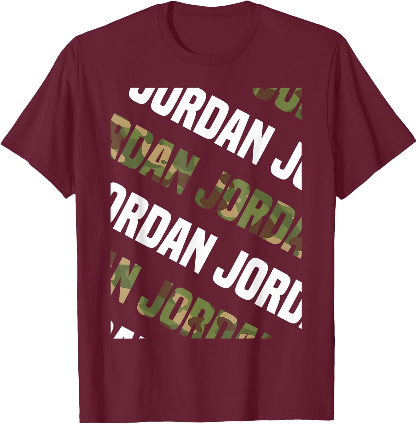Diagonal Jordan Pattern Design Gift Green Camouflage T-Shirt - T-Shirt | Maroon